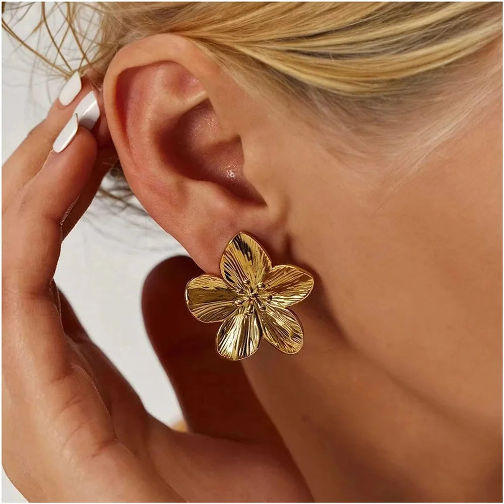 Trendy Floral Stainless Steel Earrings for Women Party & Daily Wear